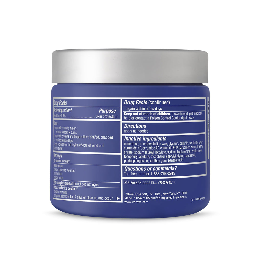 CeraVe Healing Ointment, Hydrating Skin Protectant With Petrolatum, Hyaluronic Acid & Ceramides, Face & Body Skin Barrier Repair For Cracked, Chafed, Dry Skin, Fragrance Free & Lanolin Free, 12 Oz